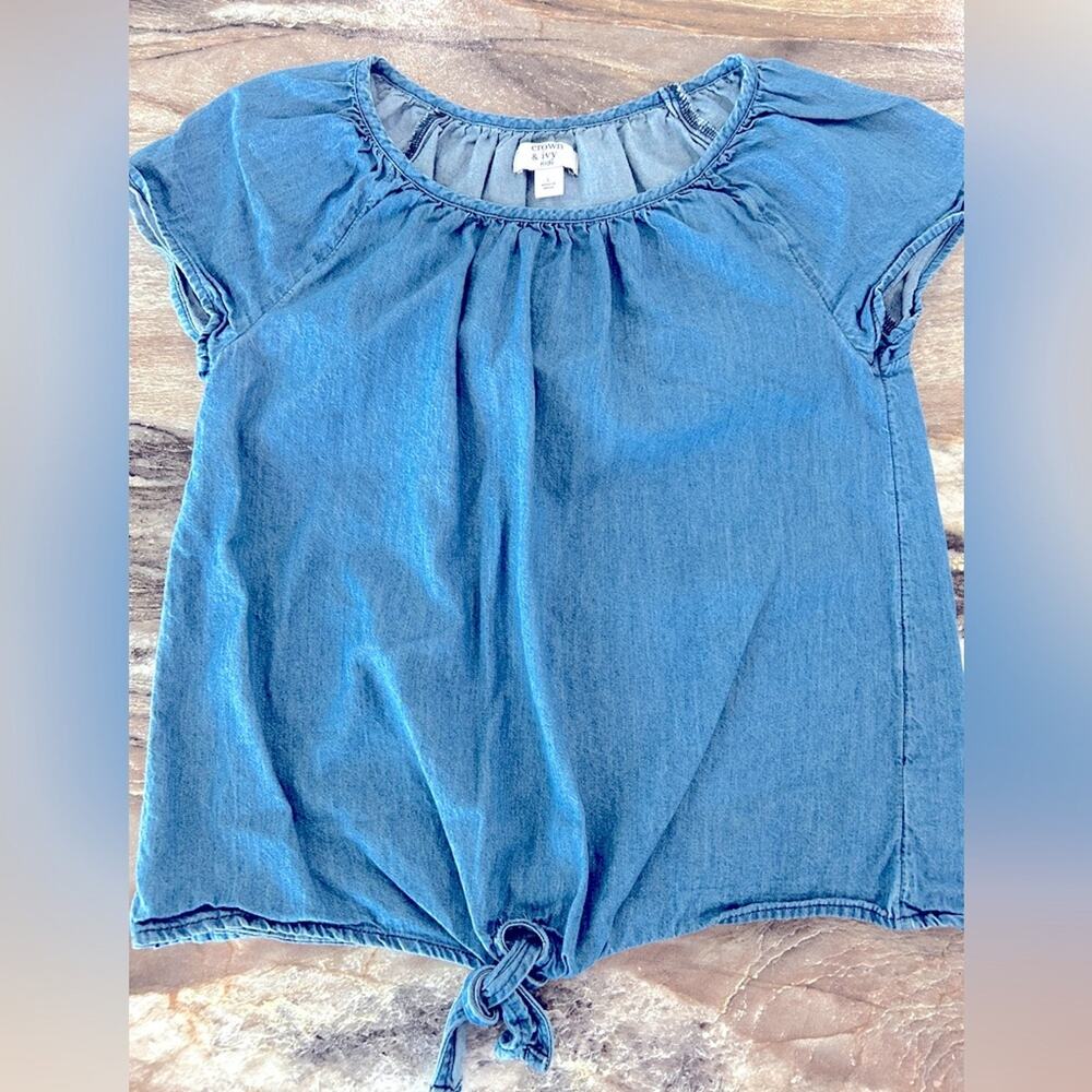 Crown and Ivy- Denim Front Tie Top Size 10/12